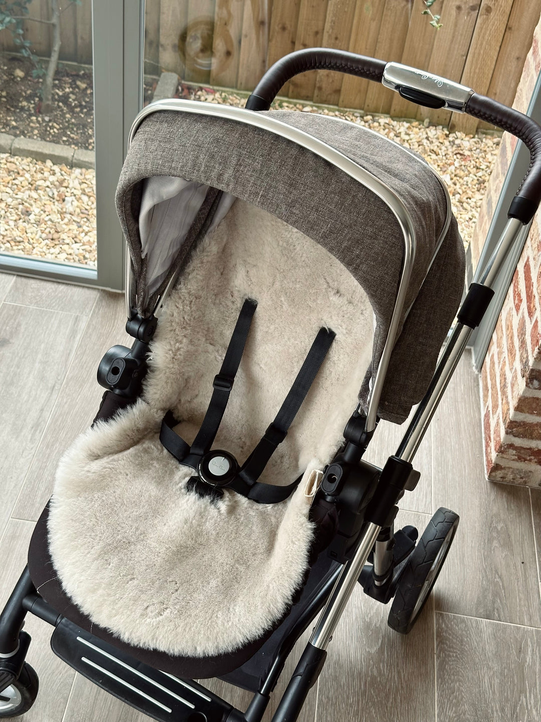 sheepskin liner in a silver cross wave pram