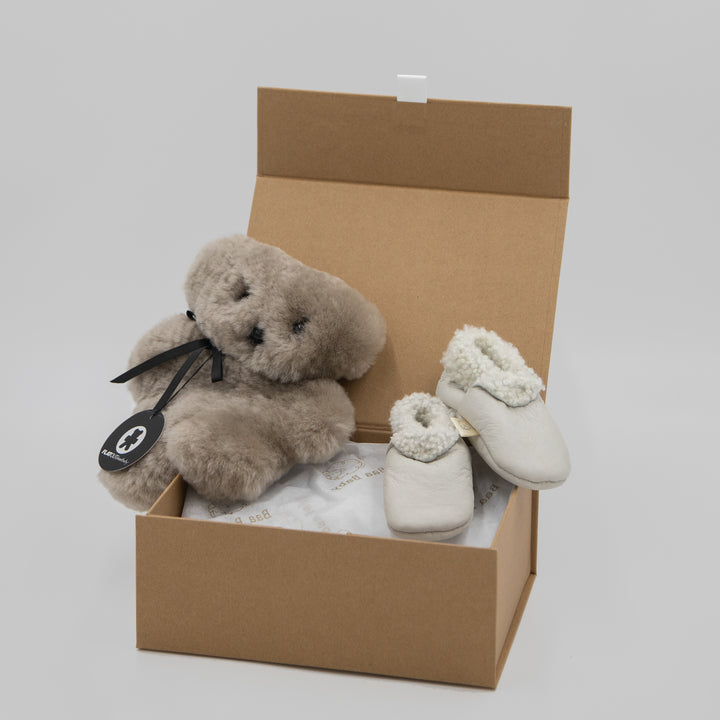 Baa Baby Gift Bundle with Sheepskin Bear and Booties