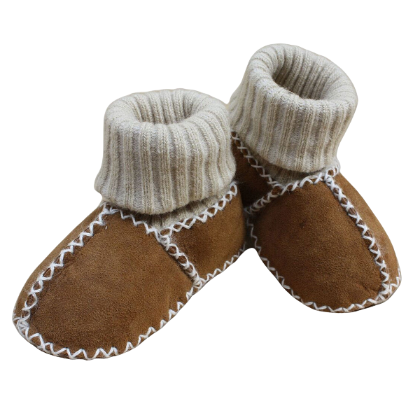 Sustainable Lambskin Booties with Elasticated Cuff for Babies