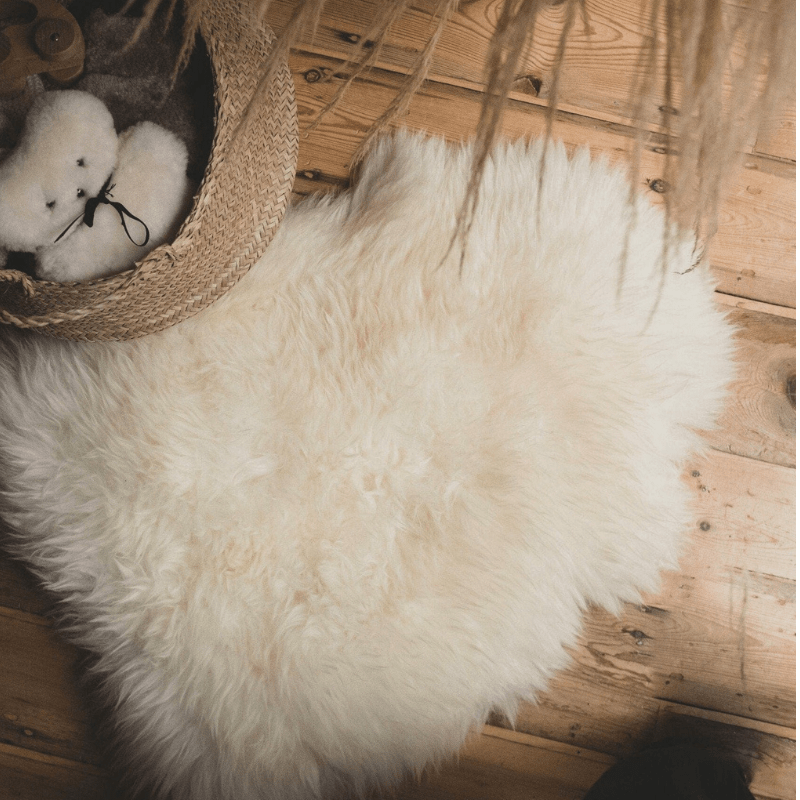 Sheepskin rug for baby and toddler to be used in the nursery