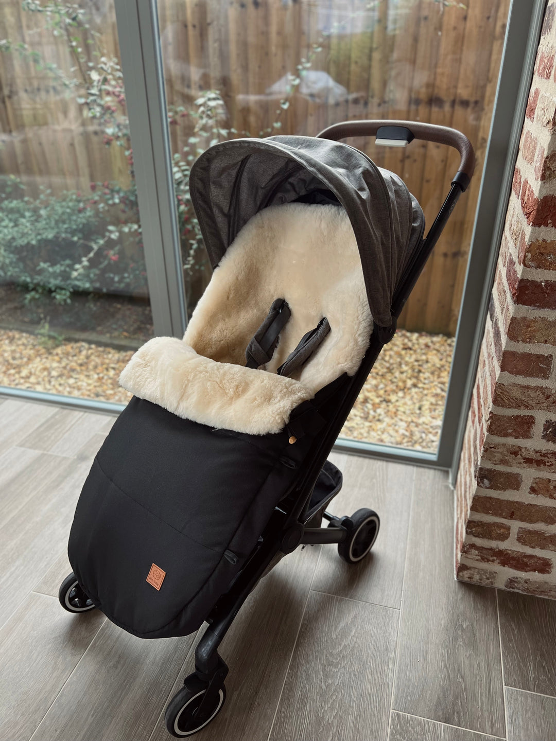 Sheepskin footmuff for the Joolz Aer for warmth and comfort and converting to a pram liner in the warmer months