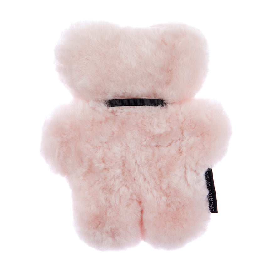 Sheepskin rosie flat teddy bear for babies and toddlers,  FLATOUT rose pink bear baby comforter