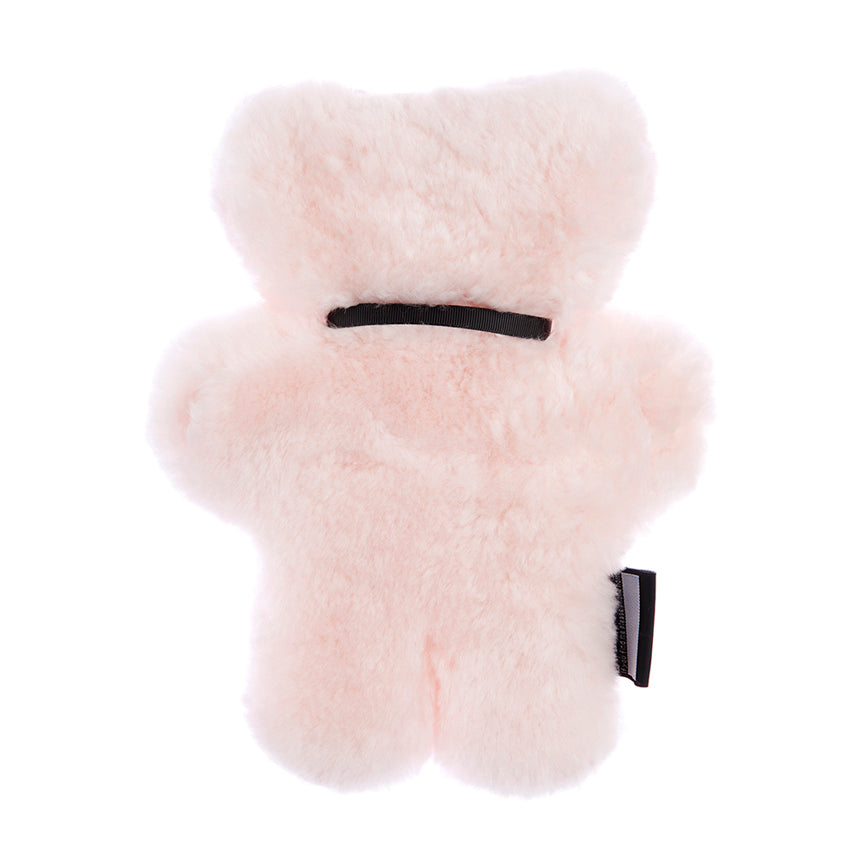 Sheepskin Flat teddy bear, comforter and newborn baby shower or toddler gift  in soft gentle pink