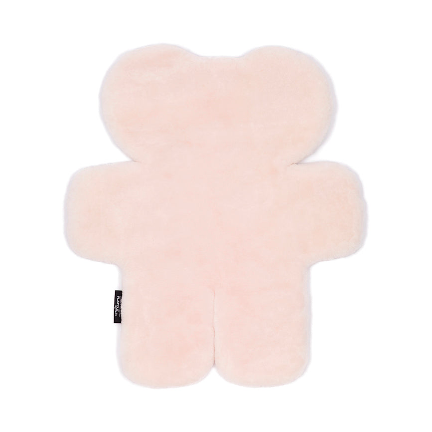 Rosie FLATOUT Sheepskin teddy bear rug genuine natural gift perfect for a sustainable baby shower gift in a soft rosie pink colour