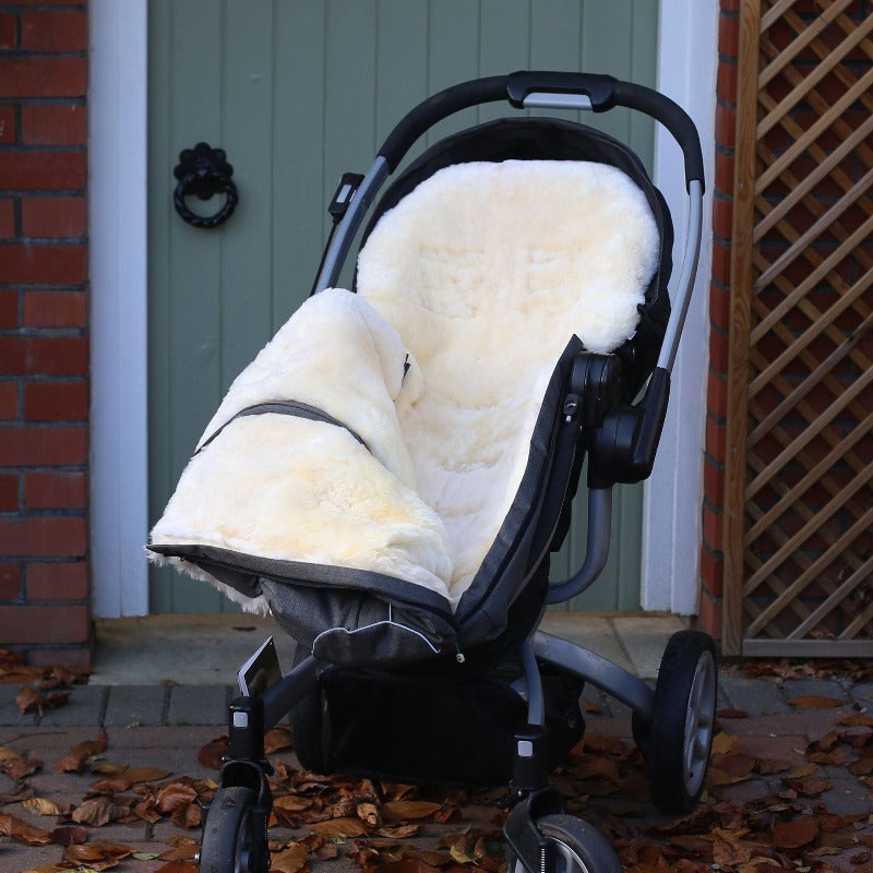 Fittings into a Pushchair of a Fellhof Out and About Sheepskin Cosy Toes with Honey Lambskin