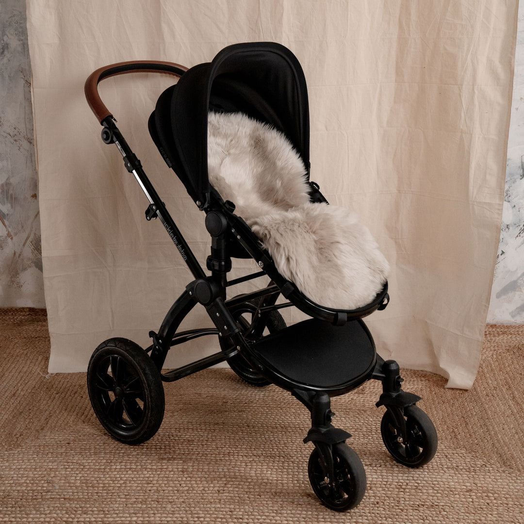 Sheepskin buggy liner in latte long hair style, naturally sourced