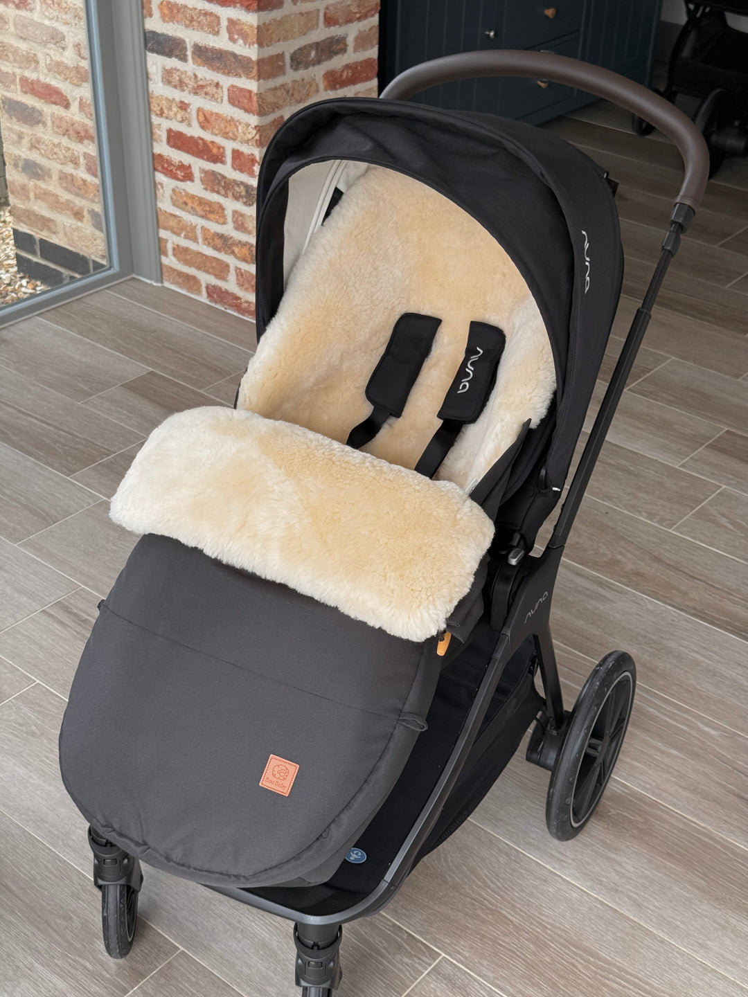 Footmuff for the Nuna Triv stroller pram with sheepskin lining 