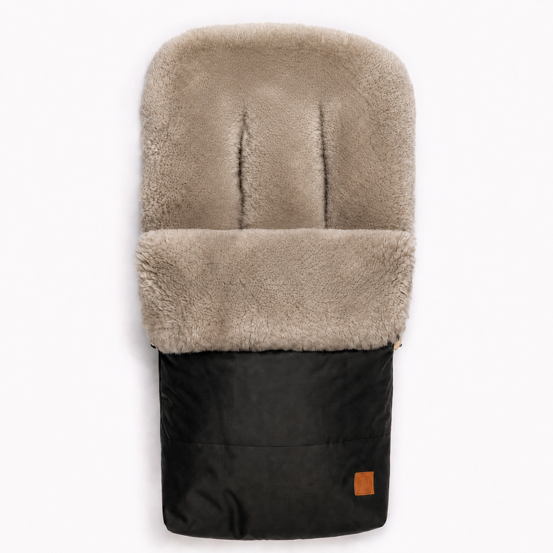 Baa Baby Original Sheepskin Footmuff | Black with Latte Lambskin