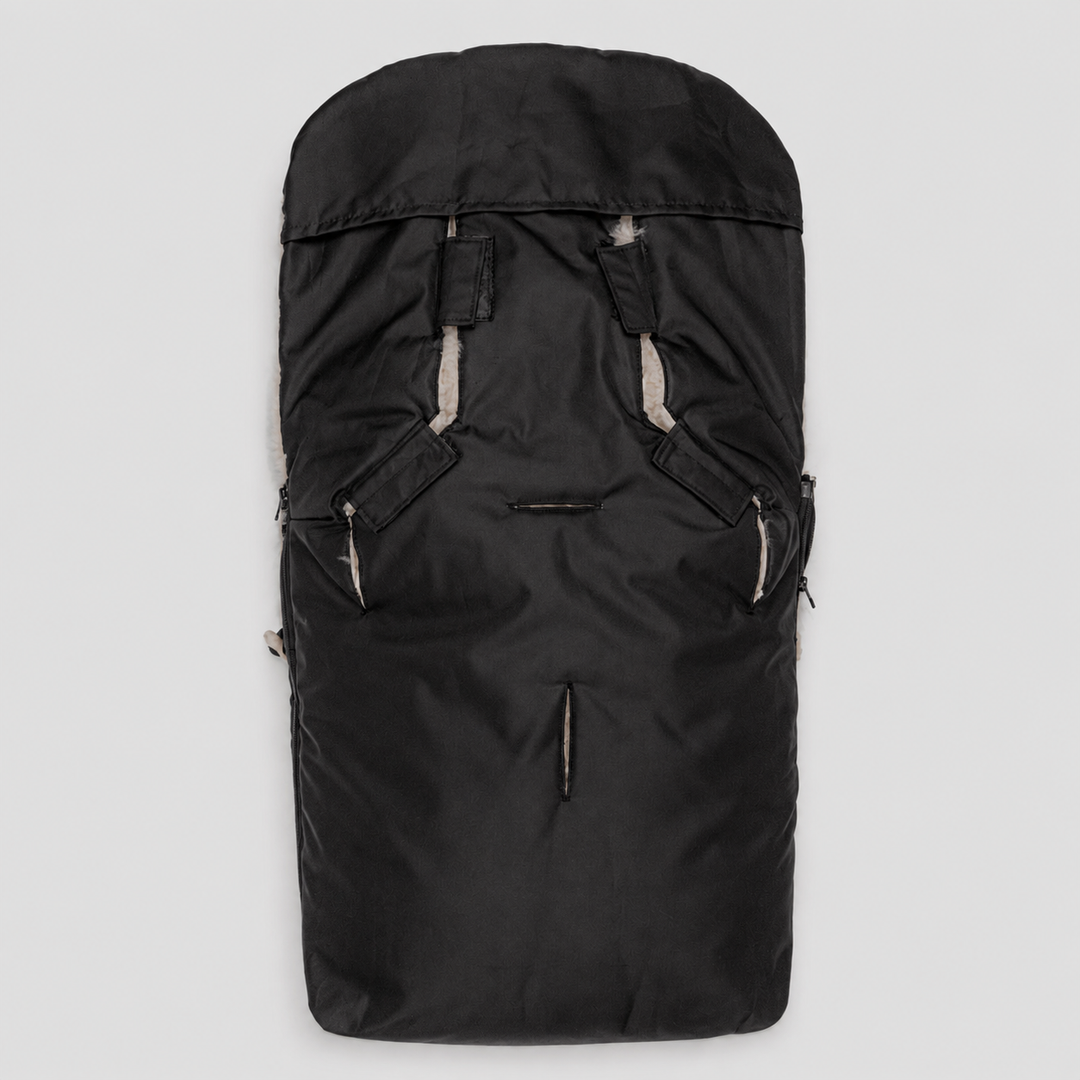 Baa Baby Original Sheepskin Footmuff | Black with Latte Lambskin