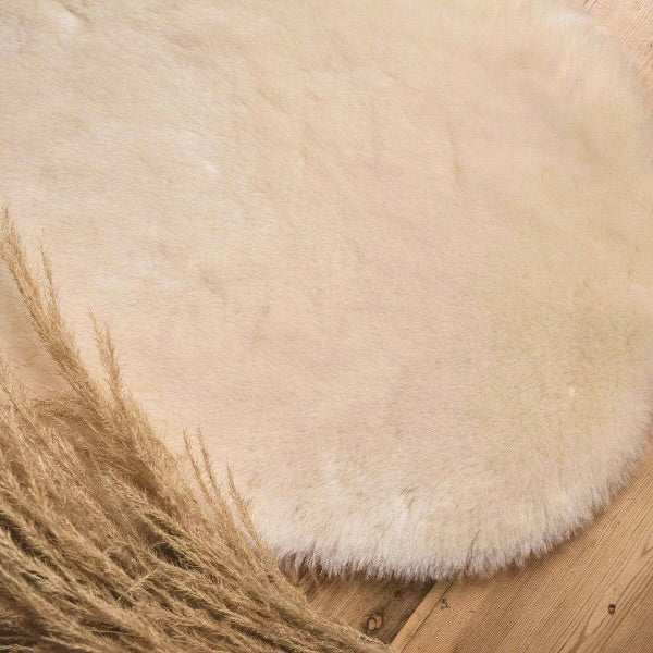 Close Up of Shorn Honey Sheepskin Rug for Baby Gifting