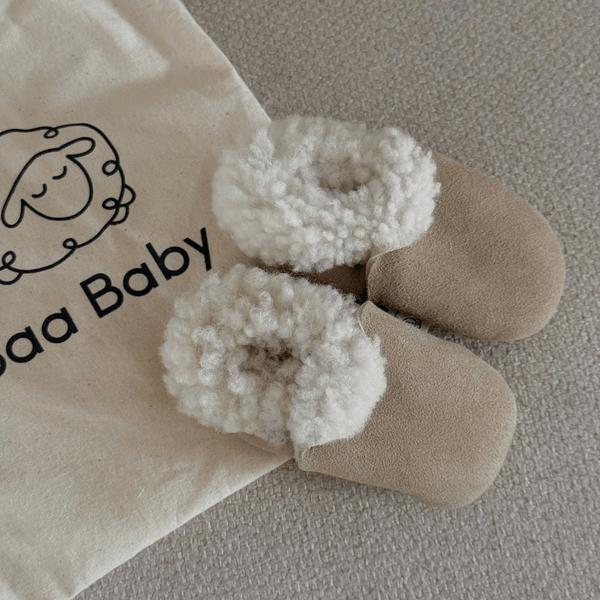 Sheepskin Booties in Pebble Baa Baby