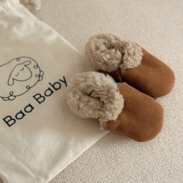 Baa Baby Lambskin Booties Tan 0-6 months (11cm)