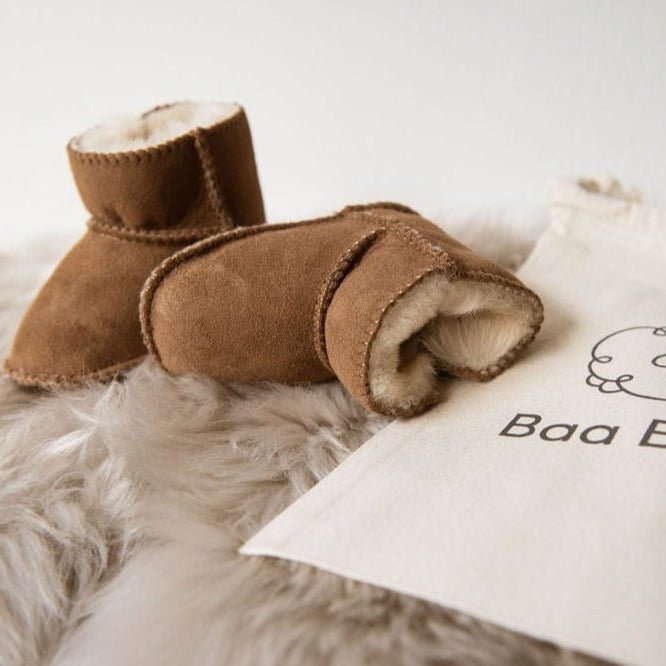 Sheepskin Booties in Chestnut Baa Baby - Main Image