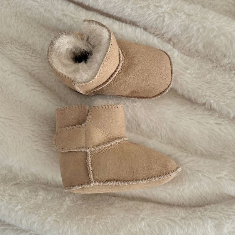 Baa Baby Tabbed Sheepskin Booties Sand Large (2years +)