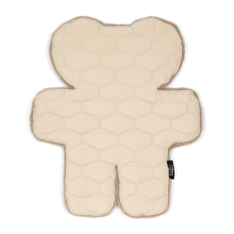 Baby Laying on Australian Sustainable Sheepskin FLATOUT Bear Rug in Brown Latte for tummy time or sleep