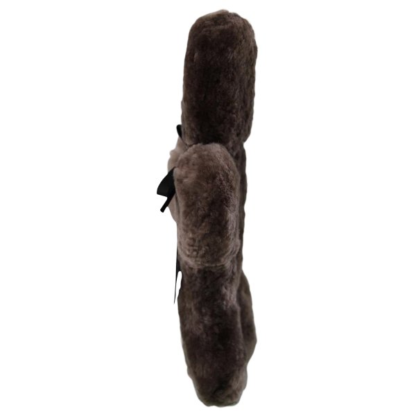 Side Perspective Shot of Chocolate FLATOUT Bear Big Soft Sheepskin Comforter