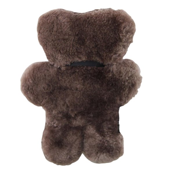 Back of a FLATOUT Sheepskin Big Bear in Chocolate for Baby Gifting