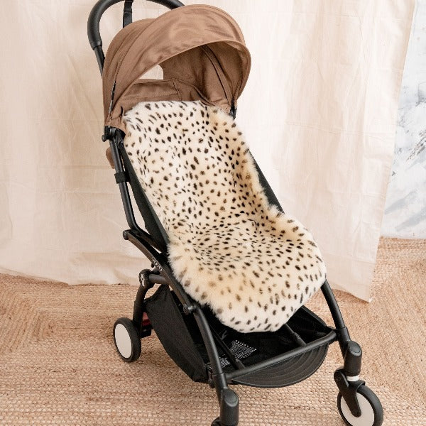 Binibamba leopard print pram style liner for a 5 point harness pram, hypo-allergenic and naturally thermostatic