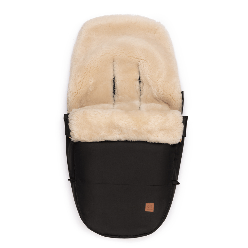 neutral milk sheepskin footmuff with black outer to fit bugaboo