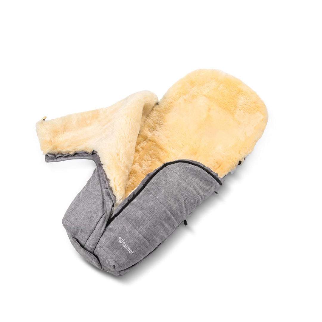 Fellhof sheepskin footmuff  with zip opening for babies and toddlers 