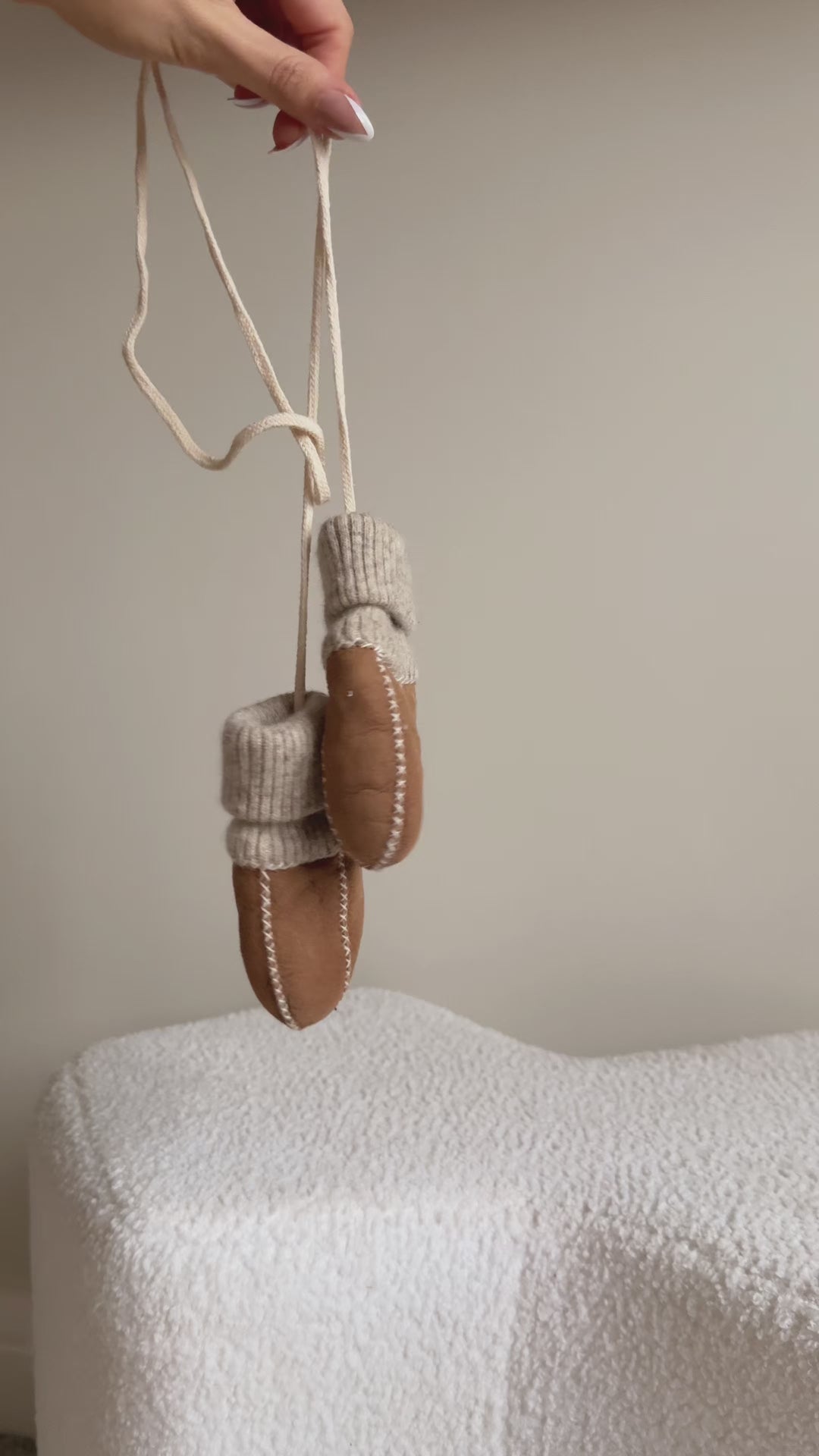 Baby Sheepskin Puddy Mittens on String | Pebble