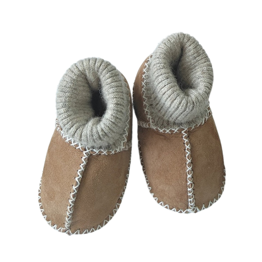 Sheepskin Sock Booties Caramel 18-24 months (sole 14cm)