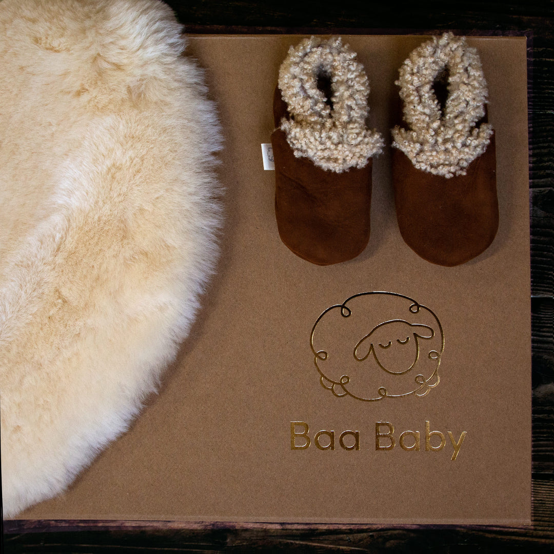 Sheepskin Booties on Magnetic Close Keepsake Gift Box