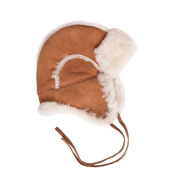 Trapper Hat Lined With Lambskin For Baby Comfort and Warmth