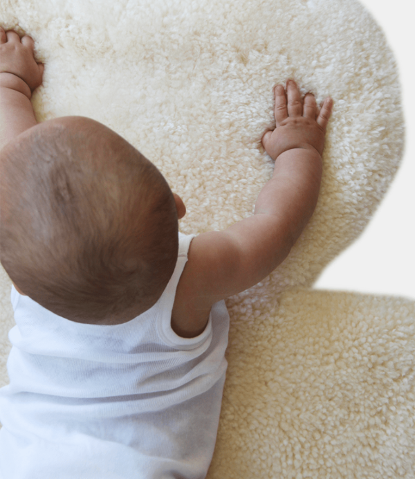 Lambskin Rug with Dense Pile for Even Weight Distribution for Babies in White 