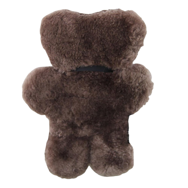 Back of a FLATOUT Sheepskin Big Bear in Chocolate for Baby Gifting
