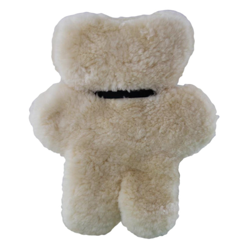 Back View of FLATOUT Sheepskin Bear in White with Soft Touch