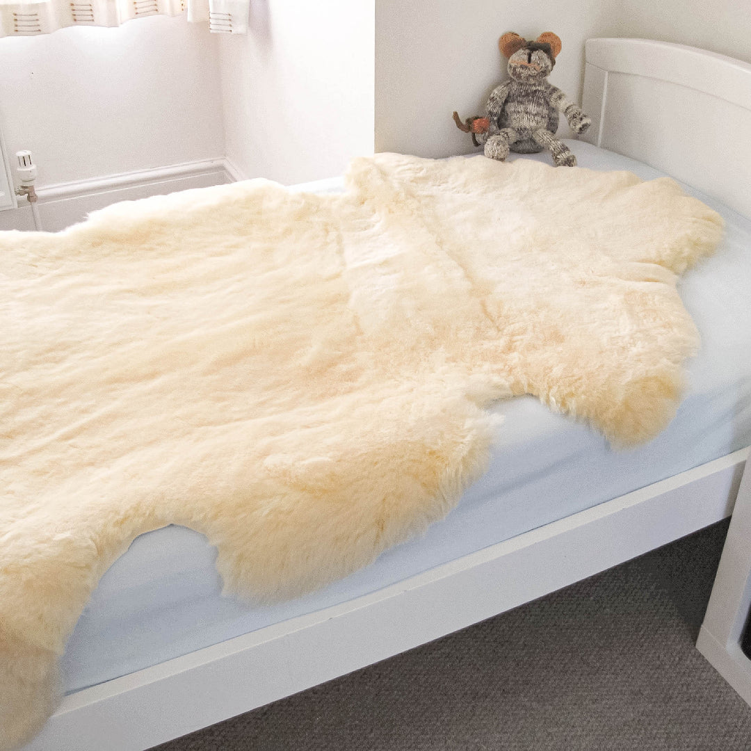 Sheepskin Bed Underlay in Pale Honey for Children to Promote Sleep and Even Weight Distribution