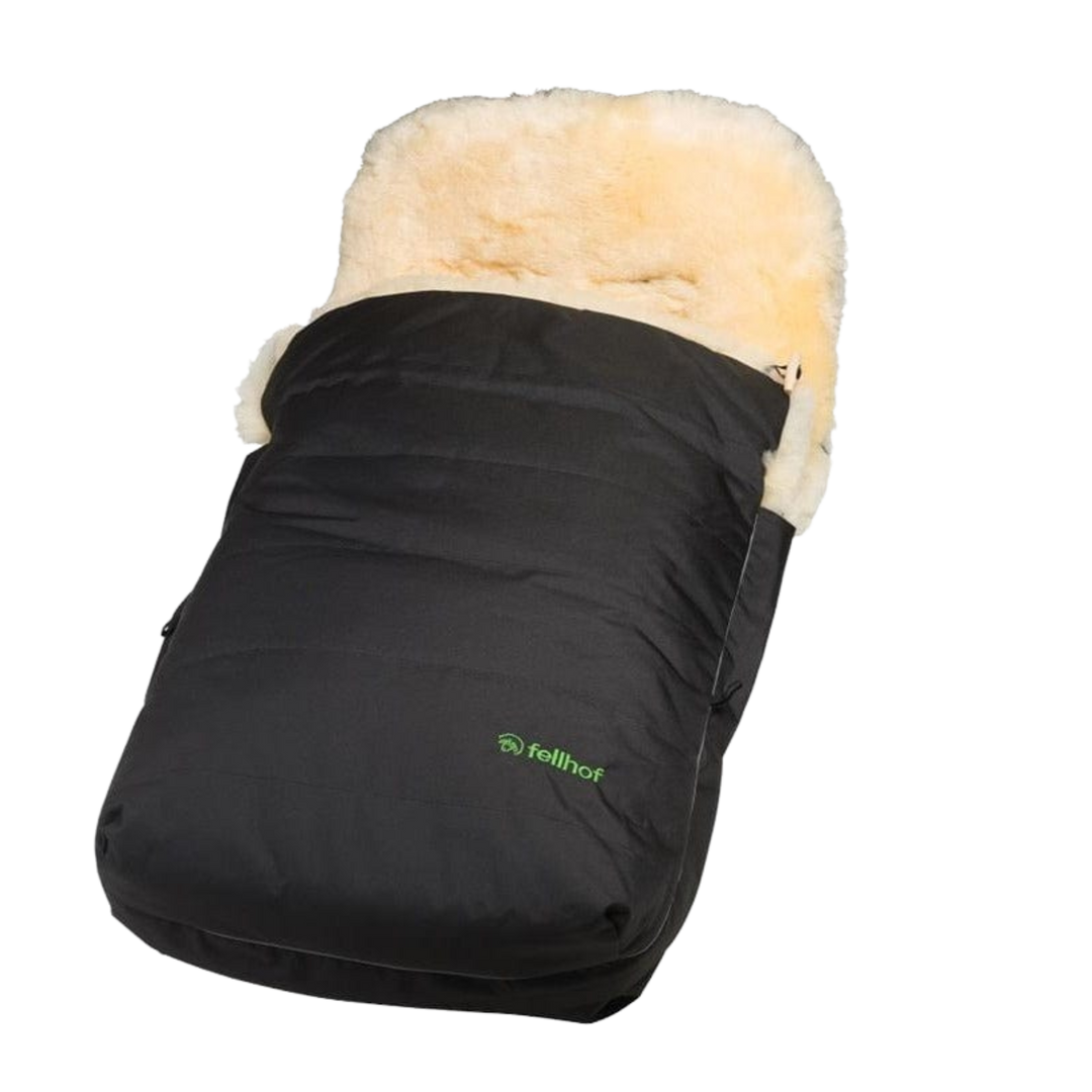 Fellhof Classic Sheepskin Pram Footmuff in Black Baa Baby