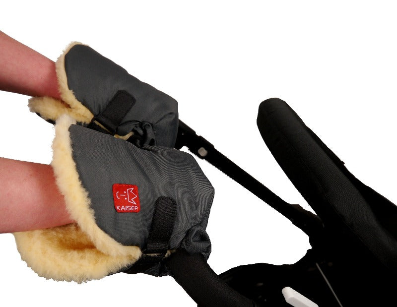 Kaiser Twoolly Lambskin Lined Hand Warmers for Parents on Buggy
