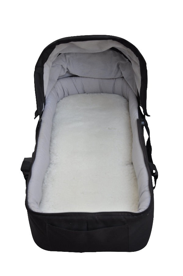 White Sheepskin Pram Liner in Carrycot for Babies to Regulate Temperature