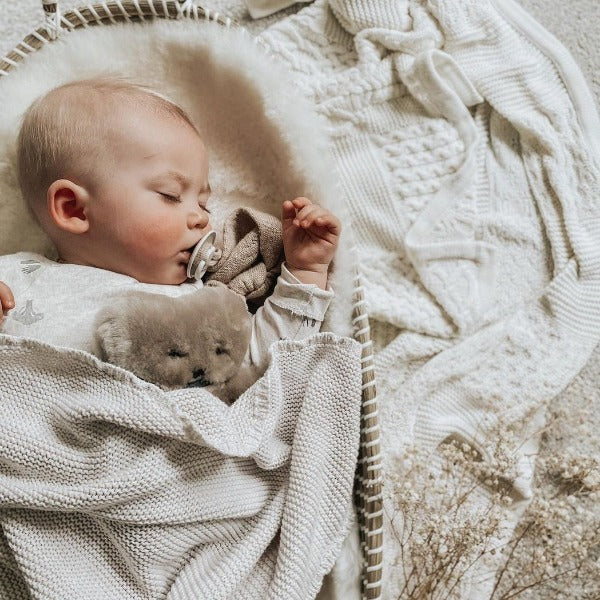 Newborn Gripping FLATOUT Lambskin Teddy Bear in Neutral Latte Colour