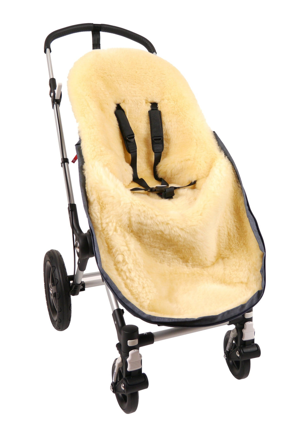 Quality Sheepskin for Warmth inside the Kaiser Premium Lambskin Footmuff in Black for Bugaboo® Pushchairs