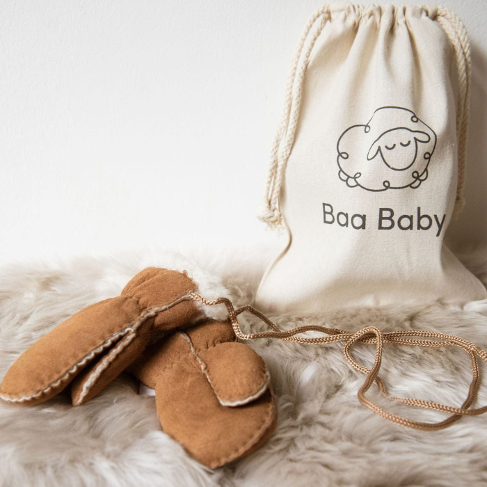 Complimentary Gifting Eco Drawstring Bag with Sheepskin Mittens.